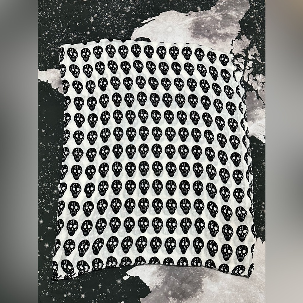 White Skull Pattern Scarf Wrap - image 1